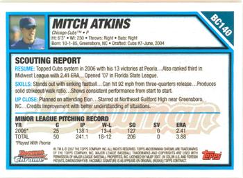 2007 Bowman Chrome - Prospects #BC140 Mitch Atkins Back