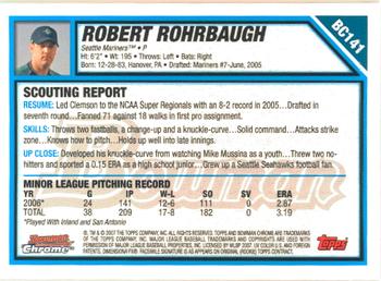2007 Bowman Chrome - Prospects #BC141 Robert Rohrbaugh Back