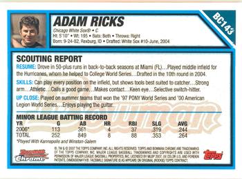2007 Bowman Chrome - Prospects #BC143 Adam Ricks Back