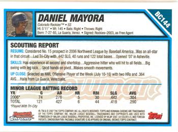 2007 Bowman Chrome - Prospects #BC144 Daniel Mayora Back