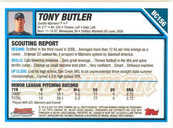 2007 Bowman Chrome - Prospects #BC156 Tony Butler Back