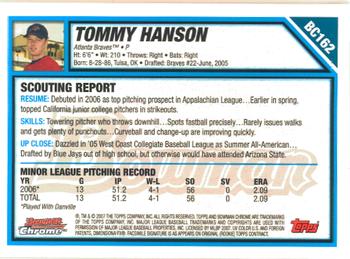 2007 Bowman Chrome - Prospects #BC162 Tommy Hanson Back