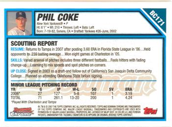 2007 Bowman Chrome - Prospects #BC171 Phil Coke Back