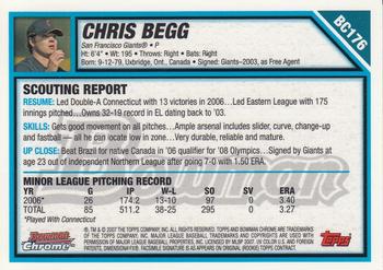 2007 Bowman Chrome - Prospects #BC176 Chris Begg Back