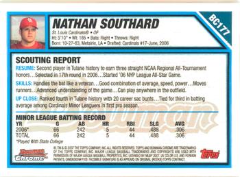 2007 Bowman Chrome - Prospects #BC177 Nathan Southard Back