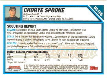 2007 Bowman Chrome - Prospects #BC186 Chorye Spoone Back