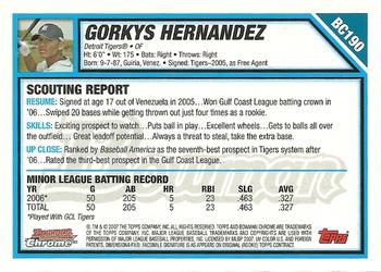 2007 Bowman Chrome - Prospects #BC190 Gorkys Hernandez Back