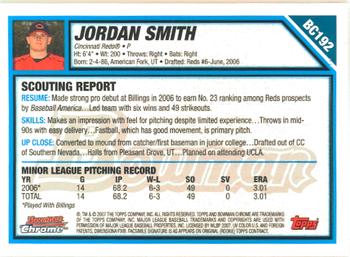2007 Bowman Chrome - Prospects #BC192 Jordan Smith Back