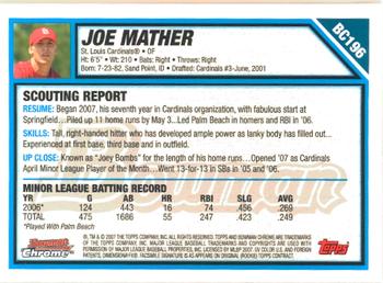 2007 Bowman Chrome - Prospects #BC196 Joe Mather Back