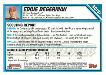 2007 Bowman Chrome - Prospects #BC197 Eddie Degerman Back