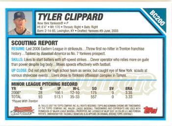 2007 Bowman Chrome - Prospects #BC200 Tyler Clippard Back