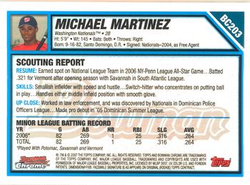 2007 Bowman Chrome - Prospects #BC203 Michael Martinez Back