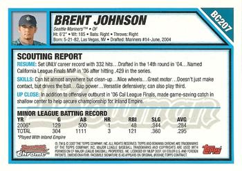 2007 Bowman Chrome - Prospects #BC207 Brent Johnson Back