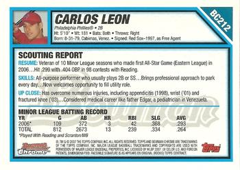 2007 Bowman Chrome - Prospects #BC212 Carlos Leon Back