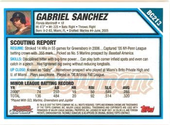 2007 Bowman Chrome - Prospects #BC213 Gabriel Sanchez Back