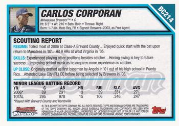 2007 Bowman Chrome - Prospects #BC214 Carlos Corporan Back