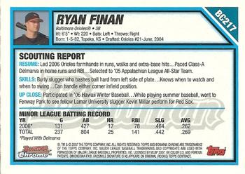 2007 Bowman Chrome - Prospects #BC217 Ryan Finan Back
