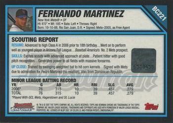 2007 Bowman Chrome - Prospects #BC221 Fernando Martinez Back
