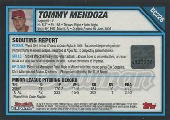 2007 Bowman Chrome - Prospects #BC226 Tommy Mendoza Back