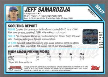 2007 Bowman Chrome - Prospects #BC227 Jeff Samardzija Back