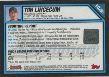 2007 Bowman Chrome - Prospects #BC238 Tim Lincecum Back