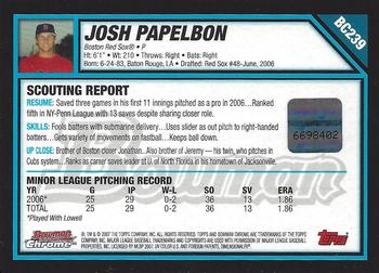 2007 Bowman Chrome - Prospects #BC239 Josh Papelbon Back