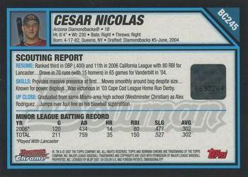 2007 Bowman Chrome - Prospects #BC245 Cesar Nicolas Back