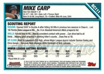 2007 Bowman Chrome - Prospects #BC111 Mike Carp Back