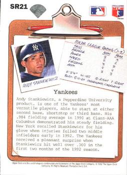 1992 Upper Deck - Scouting Report #SR21 Andy Stankiewicz  Back