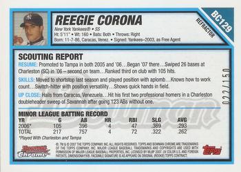 2007 Bowman Chrome - Prospects Blue Refractors #BC129 Reegie Corona Back