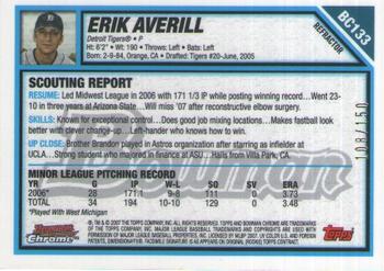 2007 Bowman Chrome - Prospects Blue Refractors #BC133 Erik Averill Back