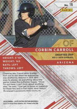 2019 Panini Elite Extra Edition - Autographs #16 Corbin Carroll Back