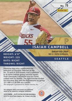 2019 Panini Elite Extra Edition - Autographs #76 Isaiah Campbell Back
