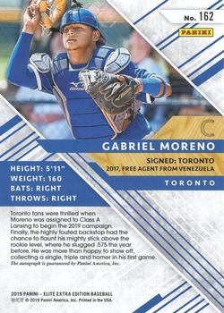 2019 Panini Elite Extra Edition - Autographs #162 Gabriel Moreno Back