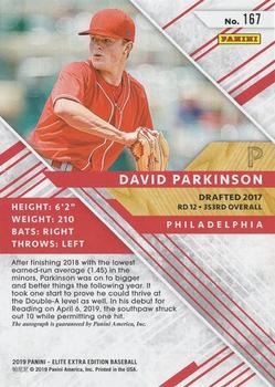 2019 Panini Elite Extra Edition - Autographs #167 David Parkinson Back