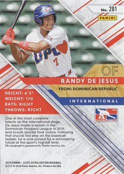 2019 Panini Elite Extra Edition - Autographs #201 Randy De Jesus Back