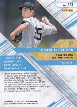 2019 Panini Elite Extra Edition - Autographs Aspirations Blue #123 Evan Fitterer Back