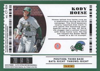 2019 Panini Elite Extra Edition - College Tickets #CT-KH Kody Hoese Back