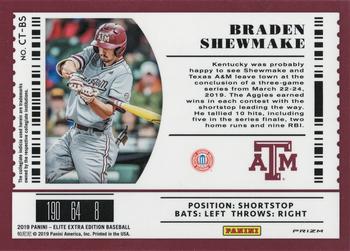 2019 Panini Elite Extra Edition - College Tickets Holo #CT-BS Braden Shewmake Back