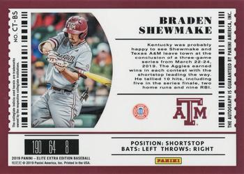 2019 Panini Elite Extra Edition - College Tickets Signatures #CT-BS Braden Shewmake Back