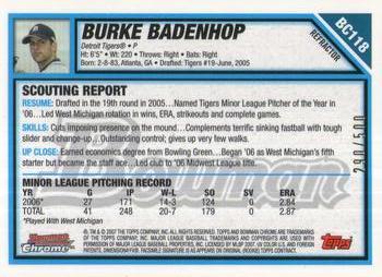 2007 Bowman Chrome - Prospects Refractors #BC118 Burke Badenhop Back
