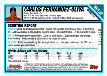 2007 Bowman Chrome - Prospects Refractors #BC122 Carlos Fernandez-Oliva Back
