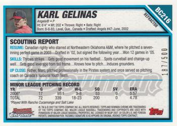 2007 Bowman Chrome - Prospects Refractors #BC216 Karl Gelinas Back
