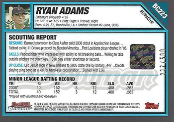 2007 Bowman Chrome - Prospects Refractors #BC223 Ryan Adams Back
