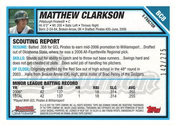 2007 Bowman Chrome - Prospects X-Fractors #BC8 Matthew Clarkson Back