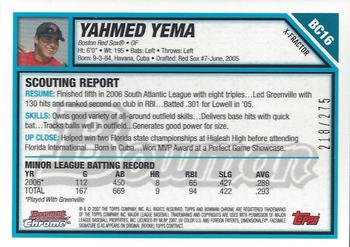 2007 Bowman Chrome - Prospects X-Fractors #BC16 Yahmed Yema Back
