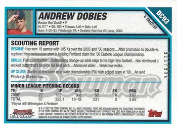 2007 Bowman Chrome - Prospects X-Fractors #BC93 Andrew Dobies Back