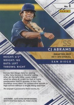 2019 Panini Elite Extra Edition - Opti-Chrome Signatures #6 CJ Abrams Back