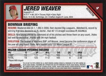 2007 Bowman Chrome - Refractors #4 Jered Weaver Back