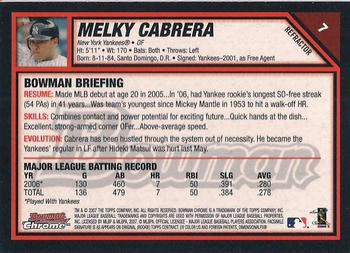 2007 Bowman Chrome - Refractors #7 Melky Cabrera Back